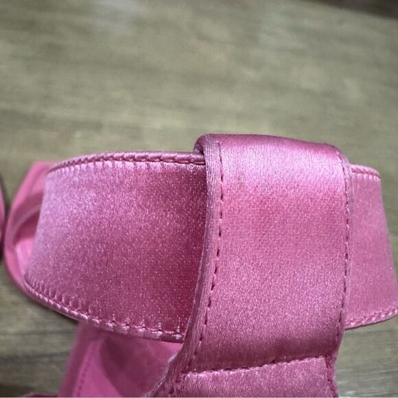 Alexander McQueen Stiletto Sandal Heels Pink Calf Leather Satin US 6.5 / 36.5 - Picture 4 of 16